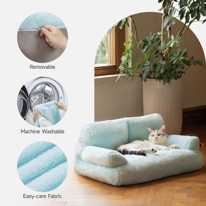 MEWOOFUN Plush Cat Bed For Indoor Cats - Washable