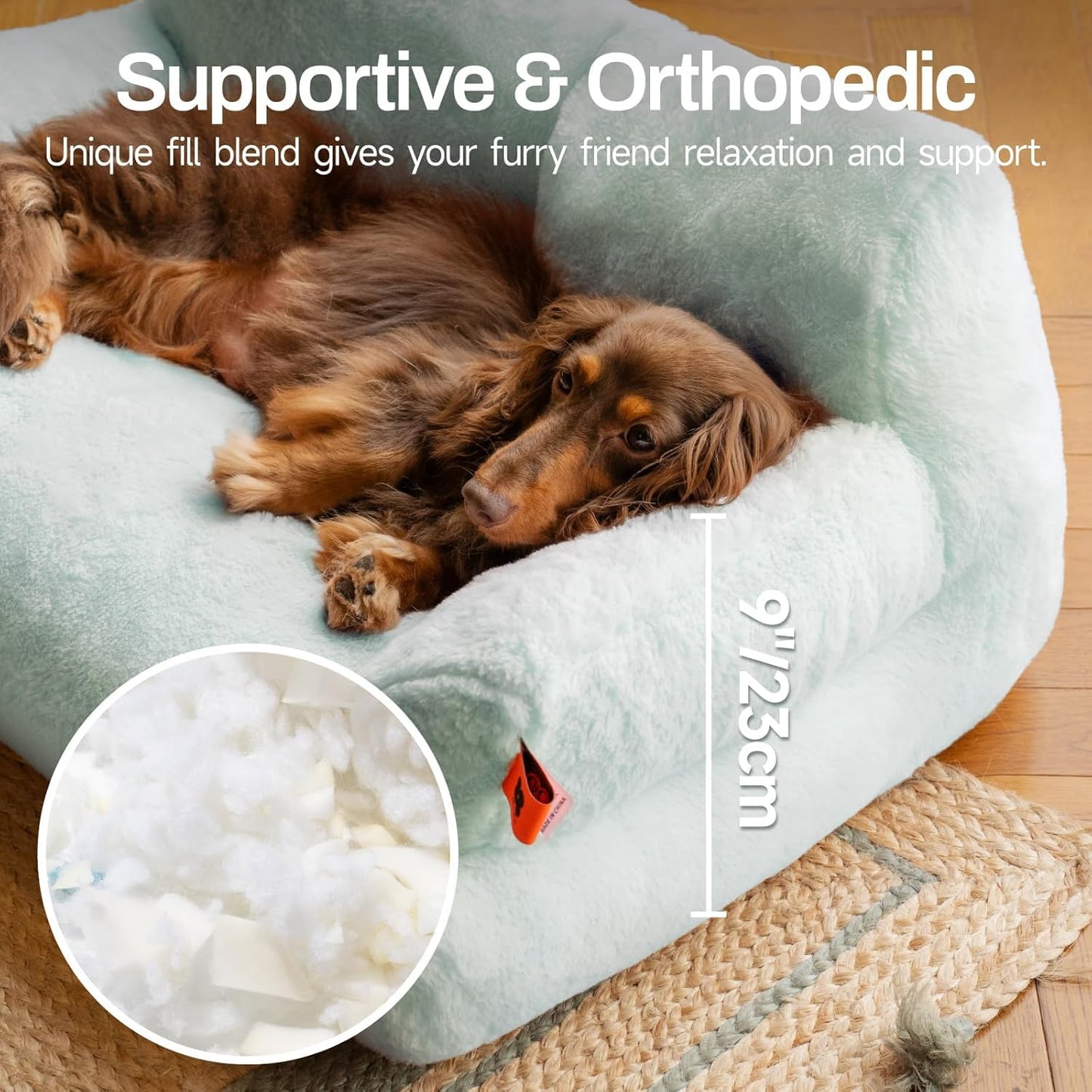 MEWOOFUN Plush Cat Bed For Indoor Cats - Washable