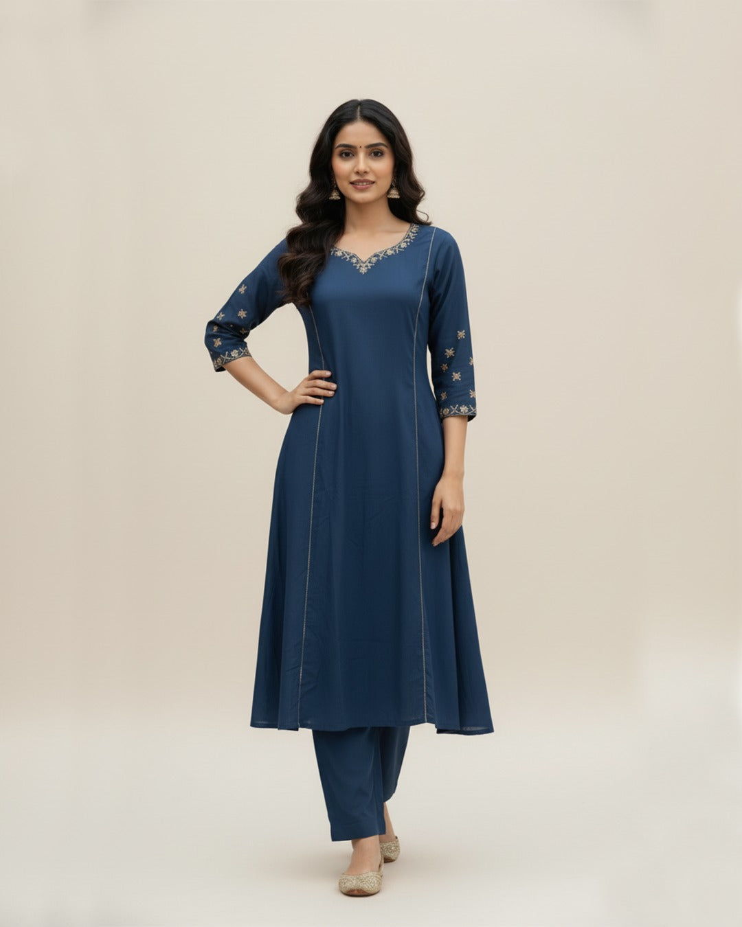 Women’s Blue Anarkali Suit – Elegant Designer Ethnic Dress with Dupatta