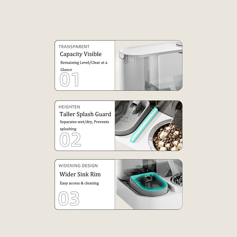 2 In 1 Automatic Cat Feeder Water Dispenser Dry Wet Pet Dog Puppy Food Dispenser