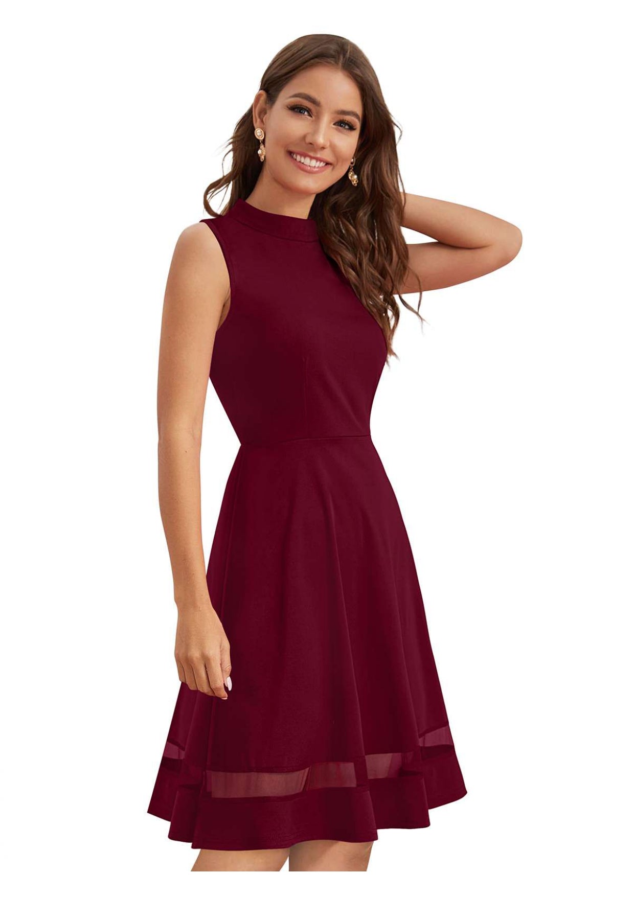 Trendy Short Designer Dress – Sleeveless, Black & Maroon Colors
