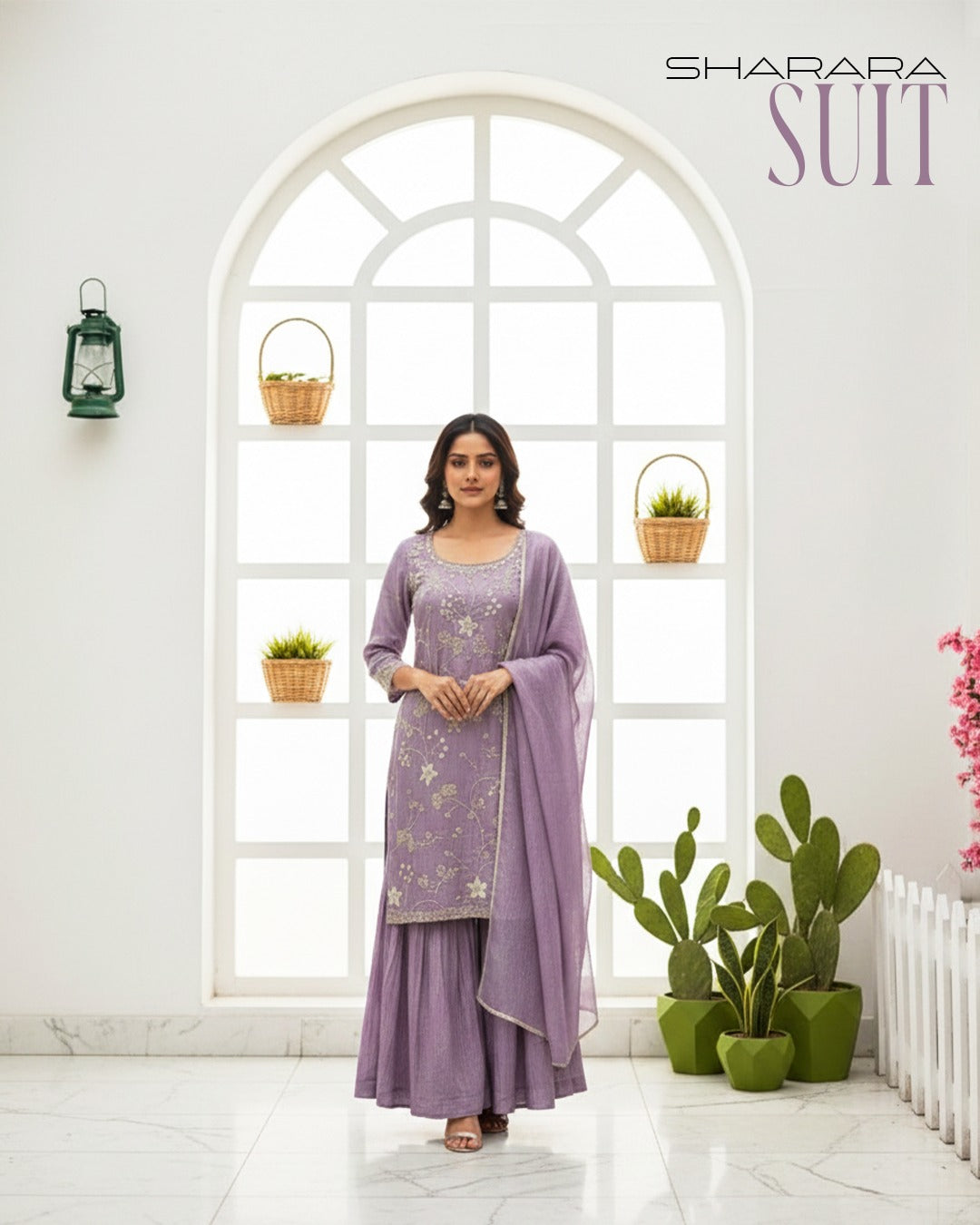 Women’s Sarara Suit Set – Elegant Sharara Kurta with Dupatta | Festive & Wedding Wear Ethnic Outfit